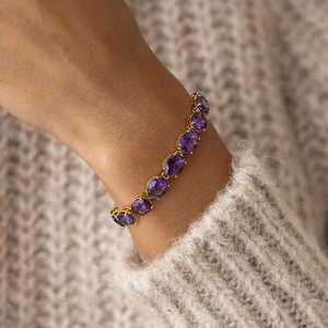 Handmade African Amethyst <b>Charm</b> <b>Bracelet</b> 925 Sterling <b>Silver</b> Rhodium Plated Adjustable Luxury GIA Certified Unisex Jewelry - Product Image 6