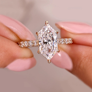 Anillo de Compromiso y Aniversario con Halo Oculto Estilo Marquesa Holandesa, Diamante Cultivado en Laboratorio de 2.45 Quilates, Chapado en Oro de 14k, Vermeil Eternity - Product Image 2