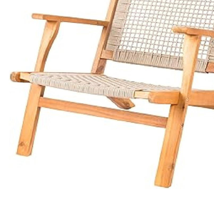 Chaise longue en teck tressé de style moderne avec un design minimaliste pour la décoration de la maison et du jardin - Product Image 6