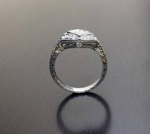 Anillo vintage art déco con diamante moissanita de corte princesa, creativo y artesanal, para mujer, plata 925 original, personalizable, regalo de cumpleaños - Product Image 3