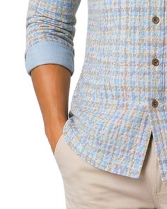 Customized Sky Blue Beige Plaid Check Casual Shirt For Men Slim Fit Long Sleeve Button Down Cotton Stylish Premium Quality Wear - Product Image 6