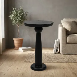 Table d'appoint ronde en bois noir moderne, mobilier minimaliste pour salon, design durable - Product Image 6