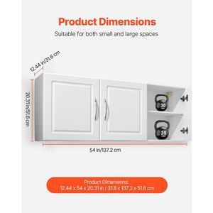 Étagère réglable à 2 niveaux, armoire murale à 3 portes pour buanderie, cuisine, rangement, organisateur, design élégant 'Kic' - Product Image 3