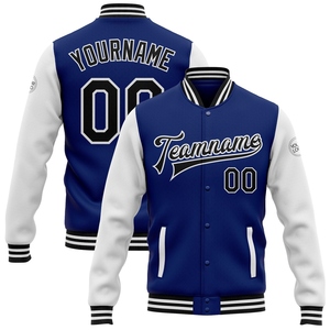 Chaqueta Varsity de Dos Tonos, Estilo Bomber, Personalizada al por Mayor, en Negro y Blanco, con Cierre Completo - Product Image 1
