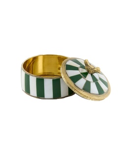 Wholesale Price Green White Striped Trinket <b>Box</b> Jewelry Storage Round Organizer Decorative Stylish Home Decor Gift Case Item - Product Image 1