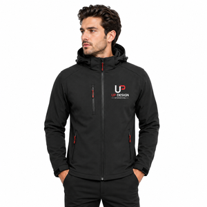 Veste Softshell Noire Personnalisée avec Capuche, Imperméable, Coupe-Vent, Doublure Polaire, Vêtement de Travail d'Extérieur, Manteau Tactique, Personnalisation du Logo - Product Image 3