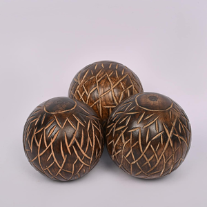 Ensemble de 3 boules décoratives en bois pour la maison, boules en bois faites à la main pour centre de table, présentoir de bol, salon, chambre, bureau - Product Image 5