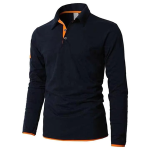 Camisa de Manga Larga con Solapa de Poliéster y Algodón, Logotipo Bordado Personalizado, Camisa de Trabajo con Solapa, Camiseta Polo de Manga Larga para Hombre - Product Image 3