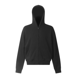 Sweat à capuche pour homme 100% Coton respirant, coupe oversize, avec logo personnalisé brodé, fermeture éclair intégrale, design masque de ski, épaules tombantes, vente en gros - Product Image 3