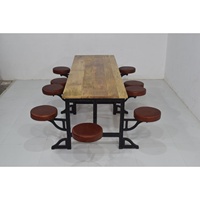 Table à manger vintage en fonte avec siège pivotant en cuir, pliable, pour banquets en plein air, meubles pour maisons, cantines, cafétérias, métal durable