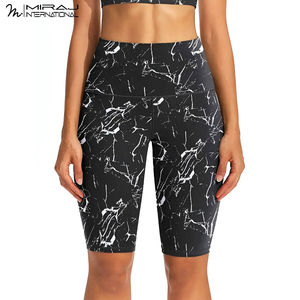 Newest High-Waisted Yoga Shorts Marble Print Compression Workout, Quick-Dry Stretchy <b>Tummy</b> <b>Control</b> Fitness Wear Ladies Shorts - Product Image 3