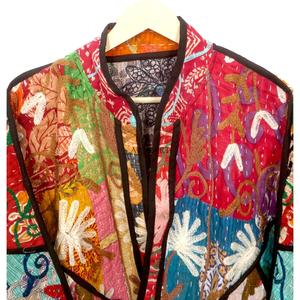 Wholesale 100% Cotton Designer Kantha <b>Jacket</b> MultiColor Ethnic Style Embroidery with open closure Handmade Vintage kantha <b>jacket</b> - Product Image 2