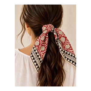 Women Ethnic <b>Bandana</b> <b>Scarf</b> Square Neck Gaiter Floral Headscarf Winter Hair Wrap Polyester - Product Image 4