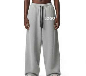 Pantalones de chándal anchos al por mayor, estilo hip hop, acampanados, de algodón French Terry para hombre, de pierna recta, holgados - Product Image 1