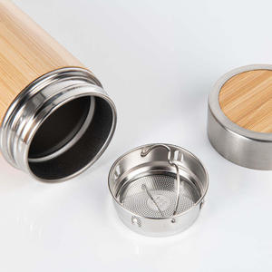 Stainless Steel Vacuum Insulated Tumbler with Bamboo Finish Long Handle Minimalist Design <b>Tea</b> <b>Infuser</b> for Travel - Product Image 1