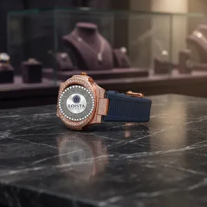 Reloj de Cuarzo con Incrustaciones de Diamantes Moissanite, Diseño Impresionante, 20 mm, Cristal, Disponible al por Mayor para Exportación, Precio LOISTA - Product Image 3