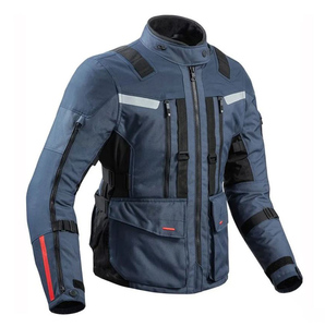 Unisex Blue <b>Motorcycle</b> Riding <b>Jacket</b> Full Sleeve Windproof Breathable Cordura Fabric All Seasons Winter Adventure Wear - Product Image 4