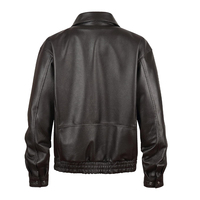 Veste de moto décontractée pour homme en cuir de mouton noir imperméable, col montant, fermeture éclair, coupe classique, pour l'hiver, avec fourrure de mouton