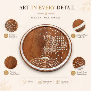 Luxury Ramadan 2022 Mother of Pearl Wood Craft Serving Tray | Eid Decor Home Decoration Chocolate Serving Kitchenware Tray <b>Gift</b> - Product Image 5
