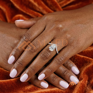 Luxury Pear Cut Diamond Engagement <b>Ring</b> for Women 925 Sterling Silver V Shape <b>Split</b> Shank Pave Setting Bridal <b>Ring</b> - Product Image 2