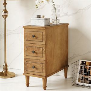 Table de chevet en bois massif avec tiroirs, idéale comme table d'appoint pour canapé ou table basse - Product Image 4