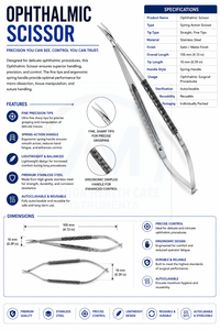 Tijeras Quirúrgicas Oftálmicas de Acero Inoxidable AL MIDA, Instrumentos de Cirugía Ocular de Precisión, Herramientas Oftálmicas Médicas con Certificación CE - Product Image 6