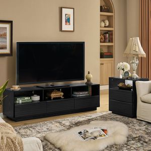 Mobile TV Mid-Century Modern da 63 pollici, Robusto e Spesso, Stile Rustico, Mobile Intrattenimento/Console Multimediale per TV da 75 pollici, Arredamento Soggiorno - Product Image 3