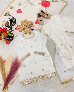 Elegante Traje Sharara de Seda para Niñas, con Bordado Floral, Ropa Étnica de Lujo para Bodas, Fiestas y Eid 2026, Estilo Indio-Pakistaní - Product Image 6