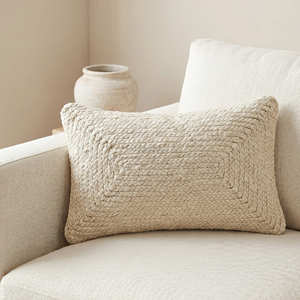 Housse de coussin décorative en jute noir tissé à rayures géométriques, coussin texturé, décoration moderne scandinave pour la maison - Product Image 4