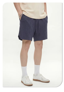 Shorts Bermuda Homme en Coton Uni Tissé avec Cordon de Serrage, Taille Mi-Haute, Décontracté, Respirant, avec Poches - Product Image 2