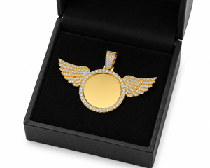 Hip Hop Style Angel Wings Photo Pendant Fine Jewelry 925 silver Moissanite Diamond Picture Memorial Necklace Iced Charms Gift - Product Image 4