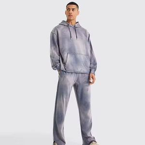 Men's Tie Dye Fleece Hoodie And Pants <b>Set</b> Plus Size Casual Autumn Wear 100% Cotton <b>Knitted</b> Drawstring Sweatshirt Tracksuit - Product Image 2