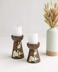 Support à bougies en bois vintage créatif, écologique et décoratif, idéal pour les mariages, les dîners et la maison, à prix avantageux. - Product Image 6