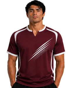 Maroon And <b>White</b> Men Performance T Shirt Short Sleeve Athletic Sports Jersey Quick Dry Breathable Gym Training Custom Team Wear - Product Image 1