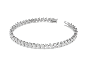 Pulsera de tenis de oro blanco de 18K con diamantes CVD marquesa y engaste de garra, regalo de boda - Product Image 2
