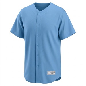 Camiseta de Béisbol Unisex con Bordado 3D al por Mayor, Rayas Blancas y Azules, Manga Corta, Transpirable, Poliéster, Cierre de Botones, Personalizada - Product Image 5