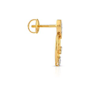 Pendientes colgantes de diamantes con círculo geométrico dorado - Product Image 3
