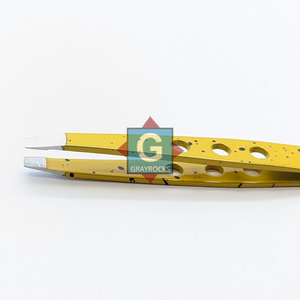 แหนบคีบคิ้วปลายเฉียงสีเหลืองสแตนเลสสตีลสำหรับกำจัดขนแต่งหน้าความงาม - Product Image 2