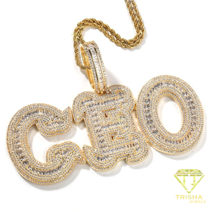 Collar con colgante de nombre personalizado, con piedras de moissanita, tono dorado, joyería hip hop para hombres y mujeres - Product Image 1