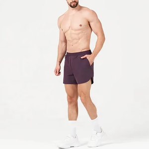 Shorts de sport personnalisés légers en tissu extensible à quatre sens, taille élastique, couleur unie, double doublure, en nylon et élasthanne pour hommes - Product Image 2