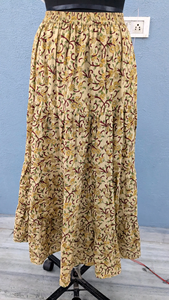 Ethnic Women's Summer Dress Hand Block Printed Cotton Long Maxi <b>Skirt</b> <b>with</b> <b>Elastic</b> <b>Waist</b> Breathable Sustainable Casual Style - Product Image 2