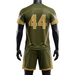 Unisex Olive <b>Green</b> Gold Sublimated Lacrosse Uniform Set Lightweight Polyester Team Sports Jersey Shorts Apparel - Product Image 2
