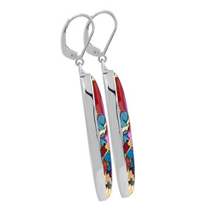 Pendientes Colgantes Gourik Vintage con Bisel y Turquesa Natural Cobre Corte Marquesa, Plata de Ley 925, Joyería para Mujer - Product Image 2