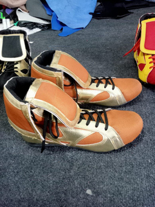 Orange Gold High Top Kick Boxing <b>Shoes</b> Lace-Up Breathable Training Boots for Adults Martial Arts Sparring - Product Image 3