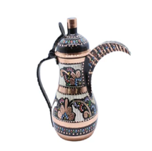 Artistic black and white patterned Arabian <b>teapot</b> with decorative handle, floral and animal motifs, at wholesale prices. - Product Image 2