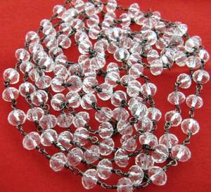 Chaîne de perles facettées en quartz cristal de roche naturel, forme rondelle, 3-4 mm - Product Image 3