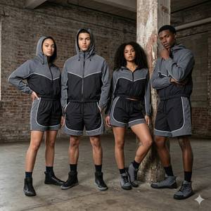 Conjunto corto personalizado para hombre, chaqueta cortavientos de nailon con capucha, ropa urbana transpirable con LOGO personalizado para primavera. - Product Image 5