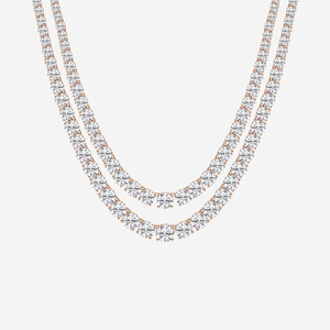Collar de tenis de doble fila con 40 CTW de diamantes redondos cultivados en laboratorio, joyería de moda para mujer, cadena elegante y brillante - Product Image 3