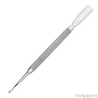 Pousse-cuticules professionnel de haute qualité en acier inoxydable réutilisable, manche en acier, double tête, ensemble de manucure et pédicure en boîte