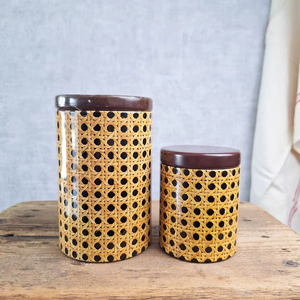 Rattan Style Paper Cover Metal Container Suitable for Tissue Storage Elegant Home Kitchen And Tabletop Organizer Box - Product Image 1